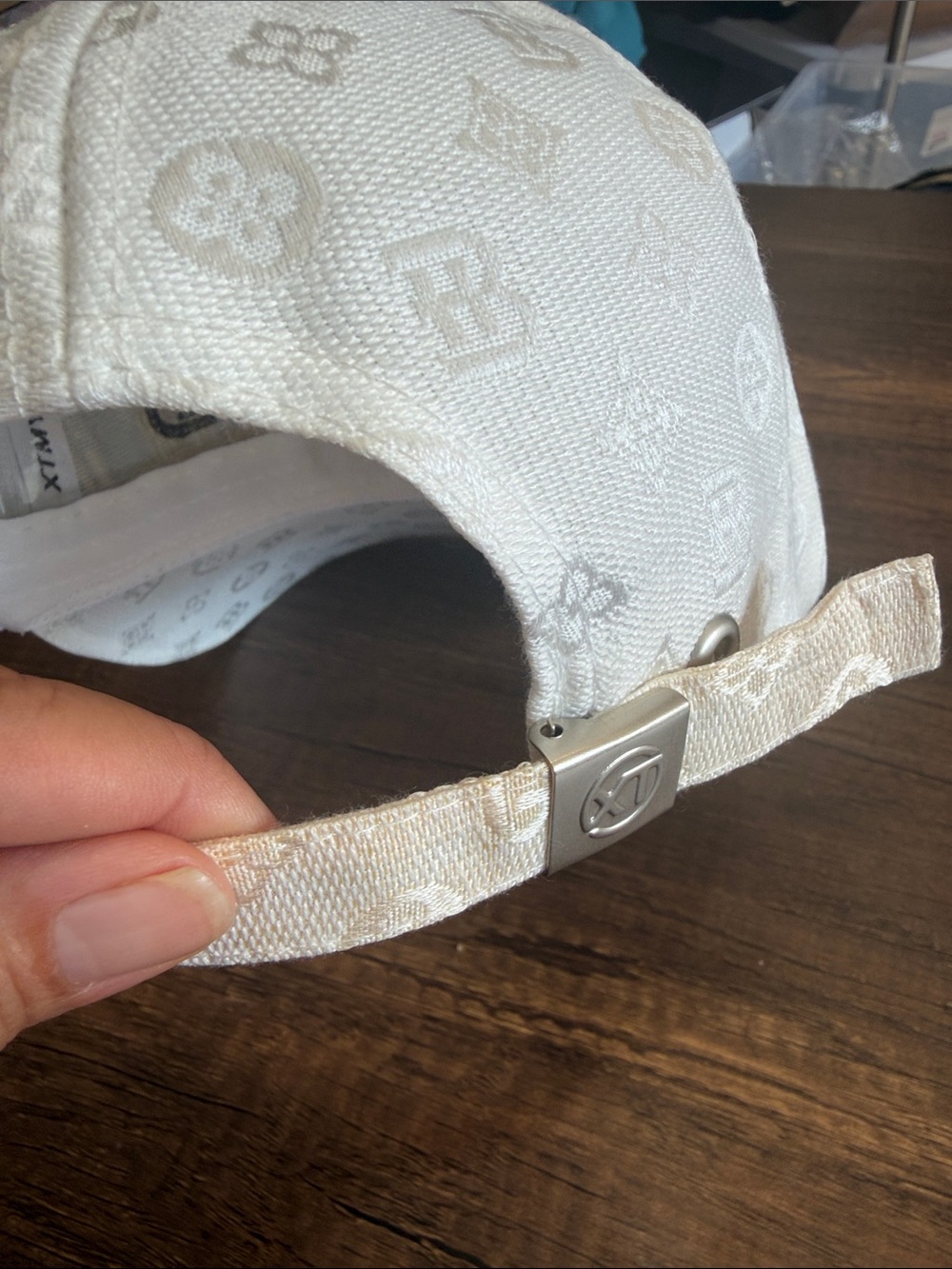 Monogram White Baseball Cap with Black 'BB' Patch - Picture 5 of 8